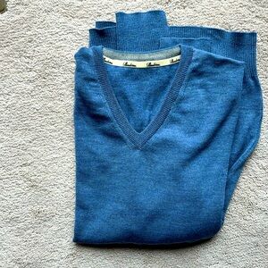 Stenströms blue/gray vee neck pullover sweater.